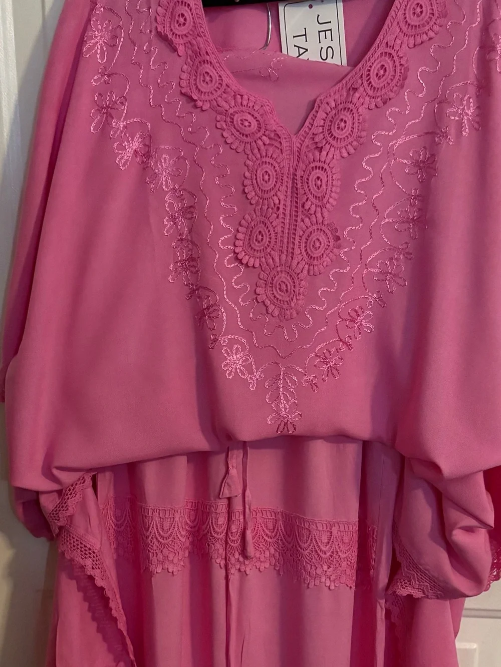 Fuchsia Embroidered Tunic & Wide Leg Pant Set - Picture 9 of 14